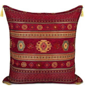 Kilim Desen (70cmx70cm) Şönil Kumaş Püsküllü Kare Ev Bahçe Minder Kılıfı NO9 - 1