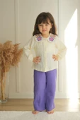 KIZ ÇOCUK MUSLİN KUMAŞ PANTOLON İKİLİ TAKIM - 2