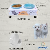 Petmagic Akrilik Pleksi Evcil Hayvan Renkli Seramik Kaseli Kedi ve Köpek Mama Su Kabı-Beyaz Kediler thumbnail 9
