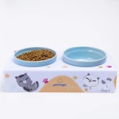 Petmagic Akrilik Pleksi Evcil Hayvan Renkli Seramik Kaseli Kedi ve Köpek Mama Su Kabı-Beyaz Kediler thumbnail 7