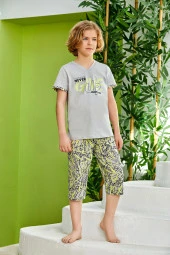 Erkek Çocuk Desenli Şortlu Pijama Takımı - 1