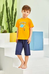 Erkek Çocuk Uzay Desenli Şortlu Pijama Takımı - 2