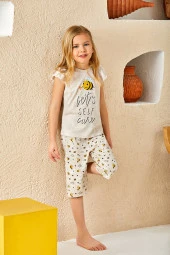 Kız Çocuk Desenli Şortlu Pijama Takımı - 2