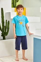 Erkek Çocuk Uzay Desenli Şortlu Pijama Takımı - 1