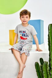 Erkek Çocuk Sandal Desenli Şortlu Pijama Takımı - 3