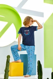 Erkek Çocuk Gemi Desenli Pijama Takımı - 1