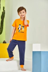 Erkek Çocuk Uzay Mekiği Desenli Paçası Lastikli Pijama Takımı - 1