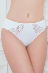 Kadın Beyaz Mikro Kumaş Dantelli Slip  - 1