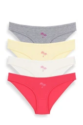 Kadın Karışık Renk 4'lü Kutu Baskılı Bikini Külot - 6