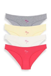 Kadın Karışık Renk 4'lü Kutu Baskılı Bikini Külot - 8