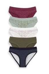 Kadın Karışık Renk 5'li 3 Cm Kemer Açma Dişik Bikini Külot - 2