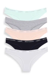 Kadın Karışık Renk 5'li Kutu Love Bikini Külot - 2