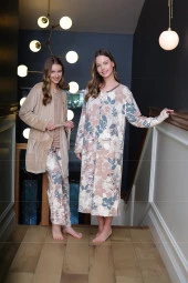 Kadın Klasik Büyük Çicek Desenli Gecelik - 10