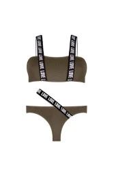 Kadın Haki Renk Yazı Detaylı Bralet Takım - 1