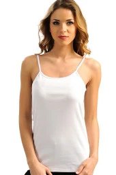 Kadın Beyaz Pamuklu İp Askılı Atlet - 1