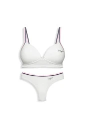 Kadın Ekru Renk Siyah Çizgili Sütyen Takım - 1