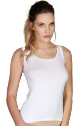 Kadın Beyaz Pamuklu Geniş Askılı Atlet - 3