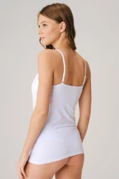 Kadın Beyaz Modal Pamuklu Lohusa Önden Açılan Süngerli Cup'Lu Emzirme Atleti - 2