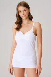 Kadın Beyaz Modal Pamuklu Lohusa Önden Açılan Süngerli Cup'Lu Emzirme Atleti - 3