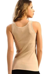 Kadın Beyaz Pamuklu Geniş Askılı Atlet - 2