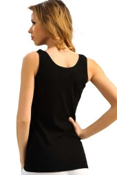 Kadın Beyaz Pamuklu Geniş Askılı Atlet - 4