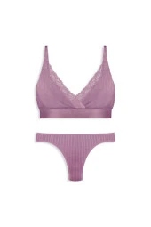 Kadın Orchid Smoke Arkadan Çapraz Bağlamalı Sütyen Takım - 1