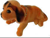 3 Adet Birlikte Set - Araç Torpido Üstü Kafa Sallayan Köpek Seti 14X7X7 cm Kahverengi Beyaz Turuncu - 2