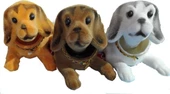 3 Adet Birlikte Set - Araç Torpido Üstü Kafa Sallayan Köpek Seti 14X7X7 cm Kahverengi Beyaz Turuncu - 5