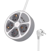 VEA VE-G604YU 4LÜ 2 USBLİ ANAHTARLI 1.5 METRE GRUP PRİZ - 1