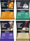 Shazel Hazır Türk Kahvesi Seti 4'lü 100g 4 Adet Kaymaklı, Portakallı, Naneli,Çikolatalı - 1