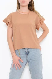 Kol Fırfırlı Kaşkorse Bluz Kahve thumbnail 2