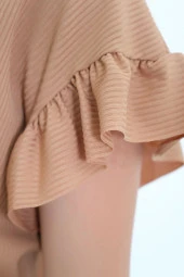 Kol Fırfırlı Kaşkorse Bluz Kahve thumbnail 3