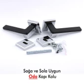 Funda Lüx Krom Mat Siyah Oda Kapı Kolu Rozetli Sürgülü Çelik Kapı Sağa Sola Uygun Kapı Kolları Kulpu thumbnail 5