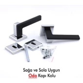 Funda Lüx Krom Mat Siyah Oda Kapı Kolu Rozetli Sürgülü Çelik Kapı Sağa Sola Uygun Kapı Kolları Kulpu thumbnail 4