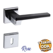 Funda Lüx Krom Mat Siyah Oda Kapı Kolu Rozetli Sürgülü Çelik Kapı Sağa Sola Uygun Kapı Kolları Kulpu thumbnail 1