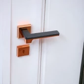 Funda Lüx Rose Mat Siyah Oda Kapı Kolu Rozetli Sürgülü Çelik Kapı Sağa Sola Uygun Kapı Kolları Kulpu - 7