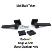 Begonya Lüx Mat Siyah Oda Kapı Kolu Rozetli Sürgülü ve Çelik Kapı Sağa Sola Uygun Kapı Kolları Kulpu - 3