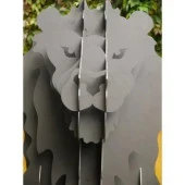 Aslan Şeklinde Mangal, Kömürlü Barbekü, Metal Aslan Mangal, Dekoratif Heykel - 1