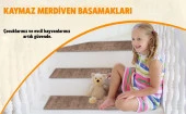 Glary Home GH39A-WDBE-RGY5 Üçgen Desenli Kaydırmaz Tabanlı 5'li Merdiven Halısı - Beyaz/Koyu Bej - 3