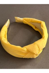 ByMerve Kumaş Düğümlü Yumuşak Sarı Kadın Günlük Çocuk Saç Aksesuarı Taç thumbnail 1