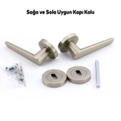 Kayı Saten Oda Kapı Kolu Rozetli Sürgülü ve Çelik Kapı Kulpu Uyumlu Sağa Sola Uygun Kapı Kolları - 4
