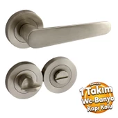 Kayı Saten Wc Banyo Uyumlu Kapı Kolu Daire Rozetli Kapı Kulpu Sağa Sola Uygun Kapı Kolları thumbnail 1