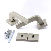 Tog Saten Oda Kapı Kolu Kare Rozetli Sürgülü ve Çelik Kapı Kulpu Uyumlu Sağa Sola Uygun Kapı Kolları thumbnail 5