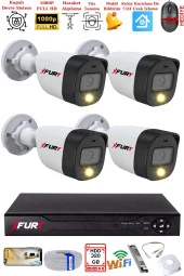 FURY 4 Kameralı 5Mp Lens 2 Mp Görüntü Gece Renkli Full Hd Ultra Led Akıllı Güvenlik Kamerası Seti 320GB thumbnail 1