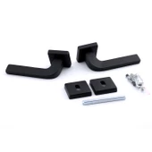 Tog Siyah Oda Kapı Kolu Kare Rozetli Sürgülü ve Çelik Kapı Kulpu Uyumlu Sağa Sola Uygun Kapı Kolları thumbnail 3