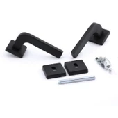 Tog Siyah Oda Kapı Kolu Kare Rozetli Sürgülü ve Çelik Kapı Kulpu Uyumlu Sağa Sola Uygun Kapı Kolları thumbnail 5