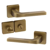 Tog Antik Sarı Wc Banyo Uyumlu Kapı Kolu Kare Rozetli Kapı Kulpu Sağa Sola Uygun Kapı Kolları thumbnail 7