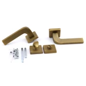 Tog Antik Sarı Wc Banyo Uyumlu Kapı Kolu Kare Rozetli Kapı Kulpu Sağa Sola Uygun Kapı Kolları thumbnail 3