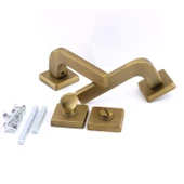 Tog Antik Sarı Wc Banyo Uyumlu Kapı Kolu Kare Rozetli Kapı Kulpu Sağa Sola Uygun Kapı Kolları thumbnail 5