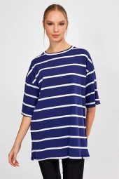 ÇİZGİLİ OVERSİZE T-SHİRT (E23-0046) - 1